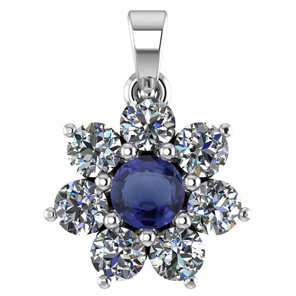 Certified 0.93 Ctw Blue Sapphire And Diamond 14k White