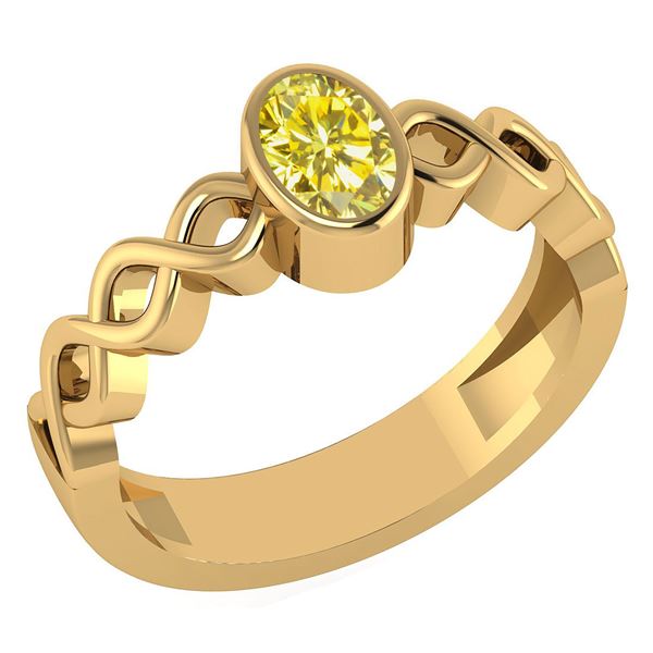 Certified 0.50 Ctw Treated Fancy Yellow Diamond 14K Yel
