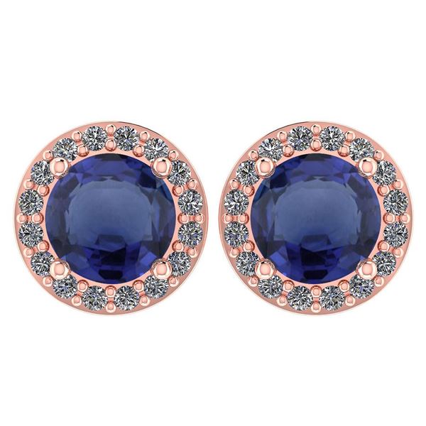 Certified 1.06 Ctw Blue Sapphire And Diamond 18K Rose G