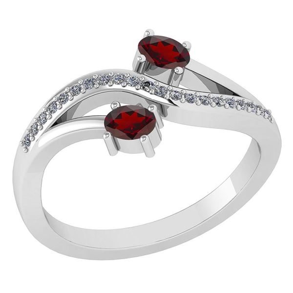 Certified 0.53 Ctw Garnet And Diamond 14k White Gold Ha