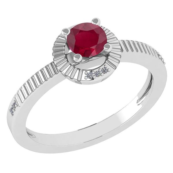Certified 0.37 CTW Ruby And Diamond 14k White Gold Halo