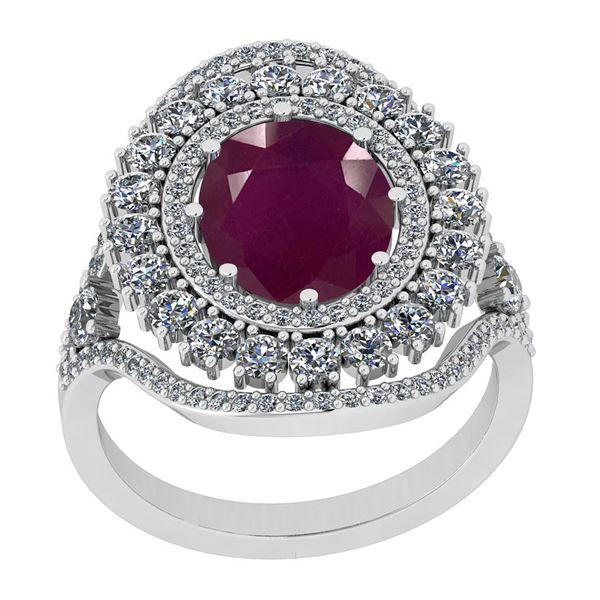 Certified 3.11 Ctw SI2/I1 Ruby And Diamond 14K White Go