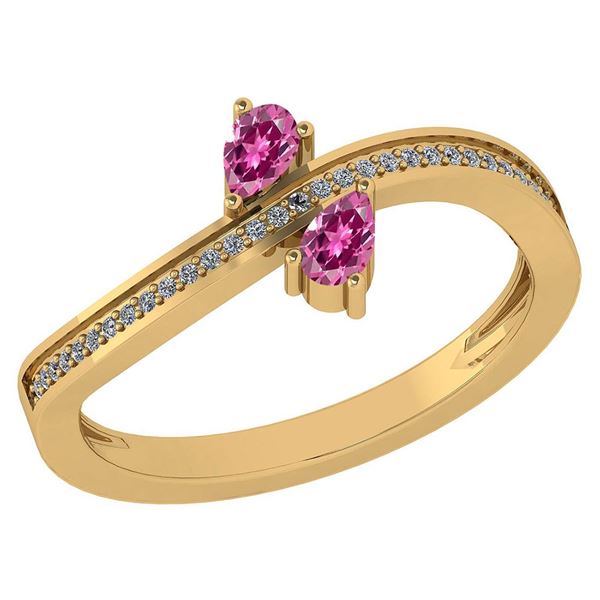 Certified 0.50 Ctw Pink Tourmaline And Diamond 18K Yell