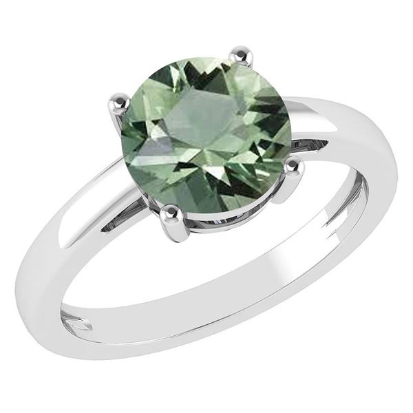 Certified 2.00Ctw Genuine Green Amethyst 14k White Gold