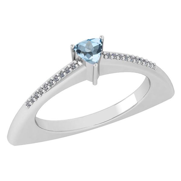 Certified 0.35 Ctw Aquamarine And Diamond 14k White Gol