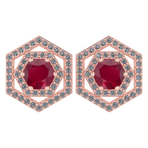 Certified 1.38 Ctw Ruby And Diamond 14k Rose Gold Halo