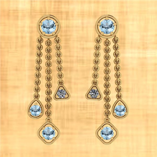 Certified 2.50 Ctw Blue Topaz And Diamond I1/I2 10K Yel