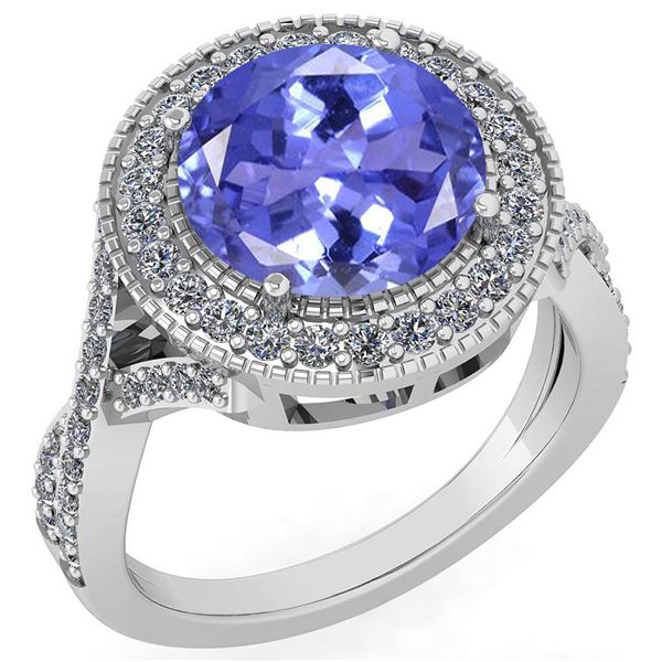 Certified 4.13 Ctw Tanzanite And Diamond VS/SI1 Engagem