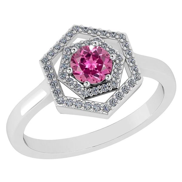 Certified 0.69 Ctw Pink Tourmaline And Diamond Platinum