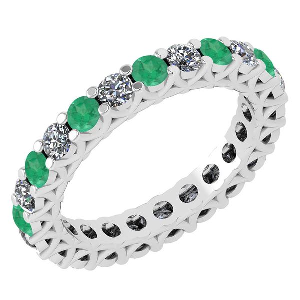 Certified 1.61 Ctw Emerald And Diamond 14k White Gold H