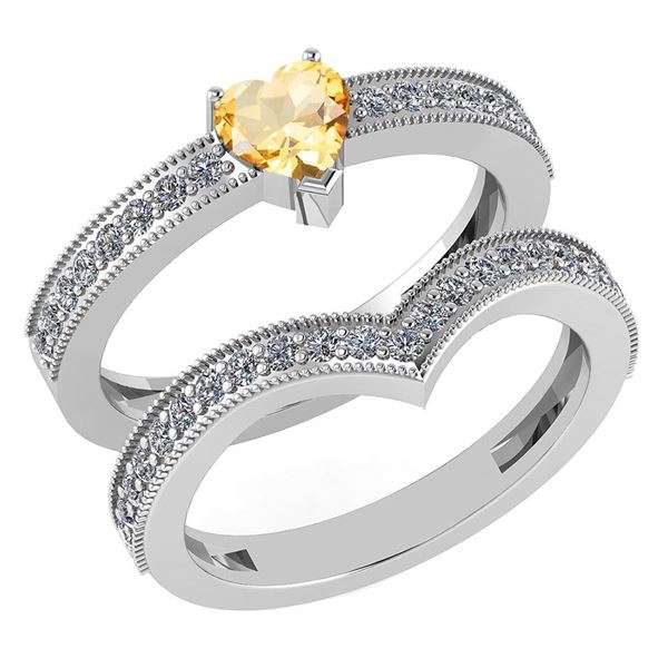 Certified 0.90 Ctw Citrine And Diamond Wedding/Engageme