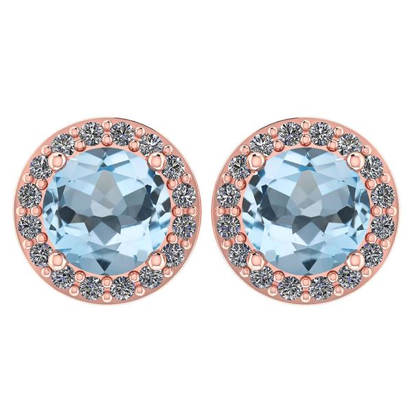 Certified 1.06 Ctw Aquamarine And Diamond 18K Rose Gold