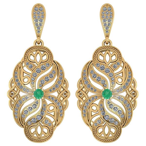 Certified 1.18 Ctw Emerlad And Diamond Wedding/Engageme