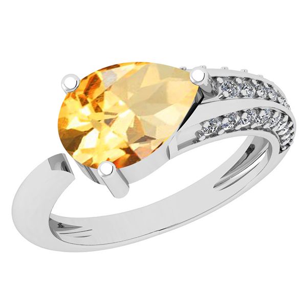 Certified 1.54 Ctw Citrine And Diamond VS/SI1 Ring 14k