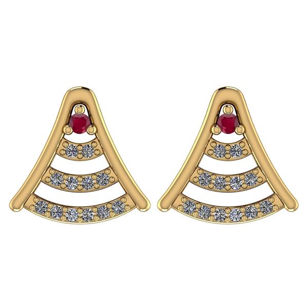 Certified 0.15 Ctw Ruby And Diamond 14k Yellow Gold Hal