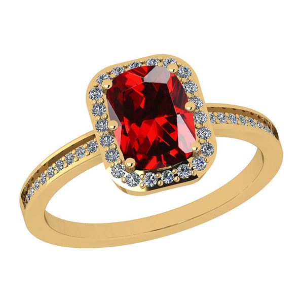 Certified 1.70 Ctw Garnet And Diamond 12/I3 14 K Yellow