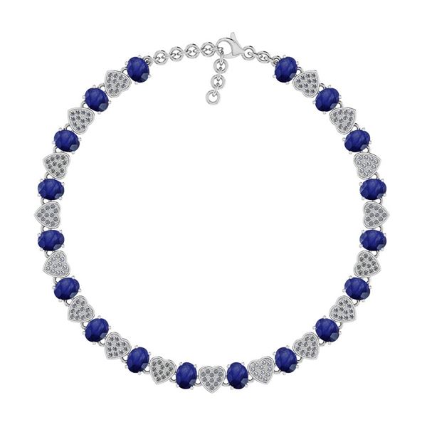 Certified 7.95 Ctw SI2/I1 Blue Sapphire And Diamond 14K