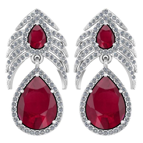 Certified 7.38 Ctw Ruby And Diamond Pear Shape Hangling