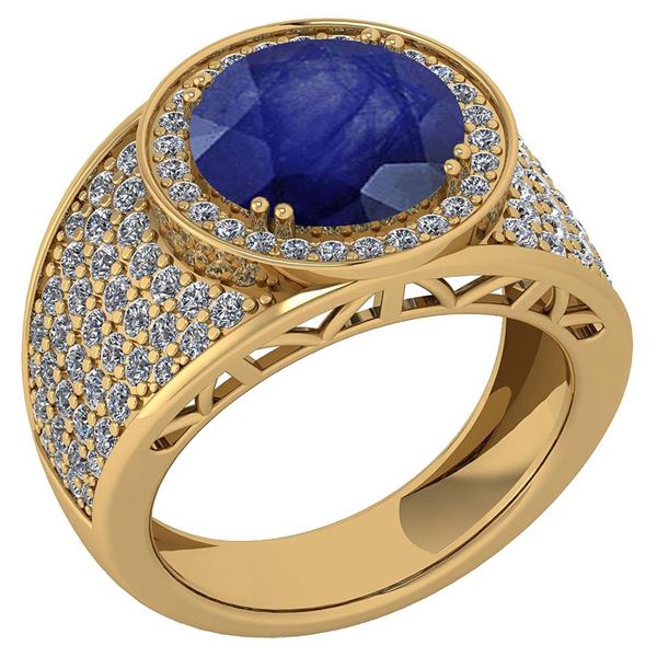 Certified 4.71 Ctw Blue Sapphire And Diamond VS/SI1 Uni