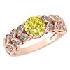 Image 1 : Certified 1.47 Ctw Treated Fancy Yellow Diamond And Whi