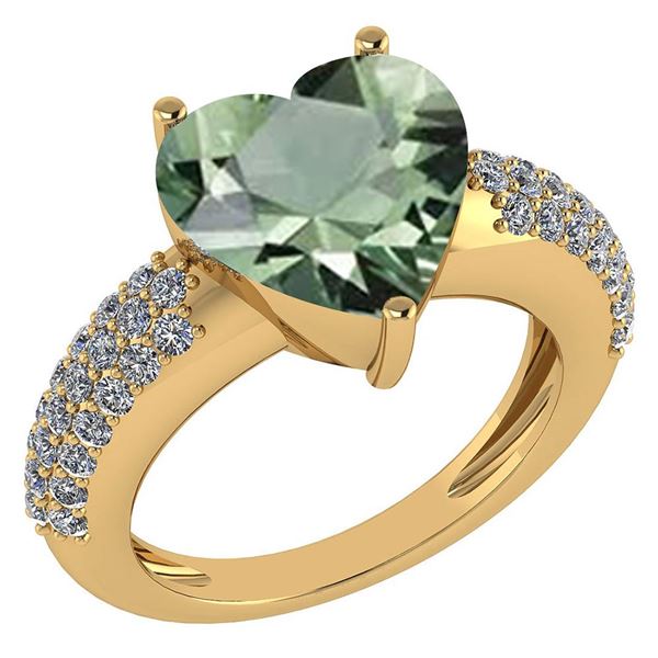 Certified 5.31 Ctw Green Amethyst And Diamond VS/SI1 Ri