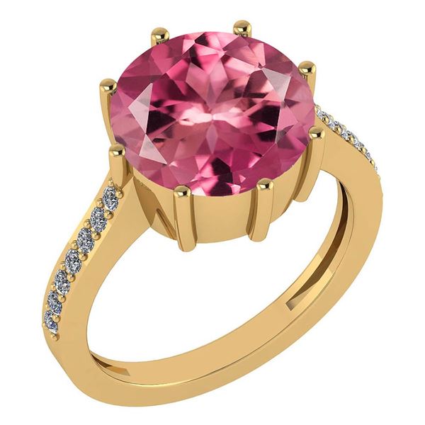 Certified 2.14 Ctw Pink Tourmaline And Diamond VS/SI1 E