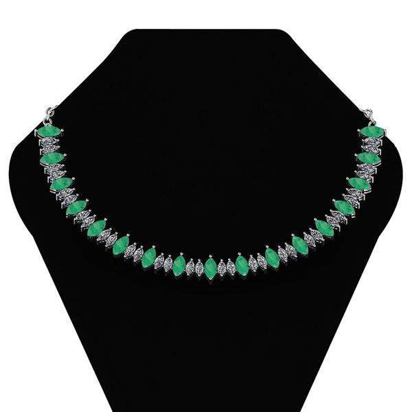 Certified 27.56 Ctw Emerlad And Diamond Necklace For wo