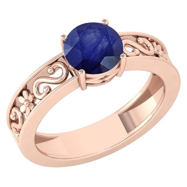 Certified 1.25 Ctw Blue Sapphire Solitaire Ring with Fi