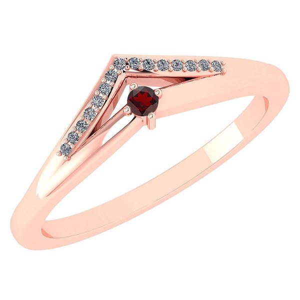 Certified 0.07 Ctw Garnet And Diamond 14k Rose Gold Hal