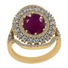 Image 1 : Certified 3.11 Ctw SI2/I1 Ruby And Diamond 14K Yellow G