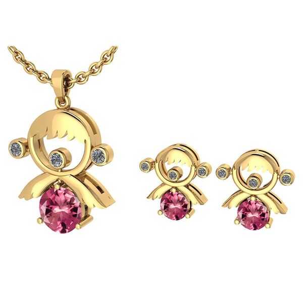 Certified 0.93 Ctw Pink Tourmaline And Diamond Tiny Ang