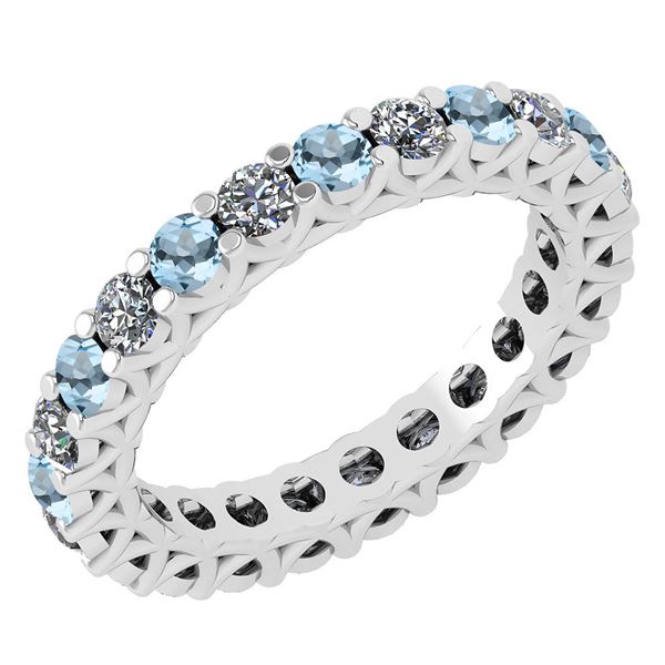 Certified 1.61 Ctw Aquamarine And Diamond 14k White Gol