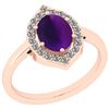Image 1 : Certified 1.45 Ctw Amethyst And Diamond I2/I3 14K Rose