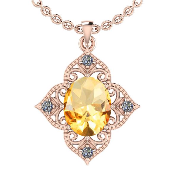 Certified 3.75 Ctw I2/I3 Citrine And Diamond 10K Rose G
