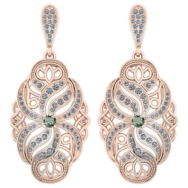 Certified 1.18 Ctw Green Amethyst And Diamond Wedding/E