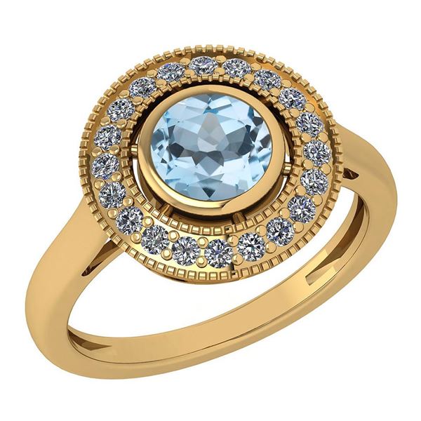 Certified 1.12 Ctw Aquamarine And Diamond Wedding/Engag