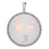 Image 1 : Certified 0.90 Ctw Diamond Smiley 18K White Gold Pendan