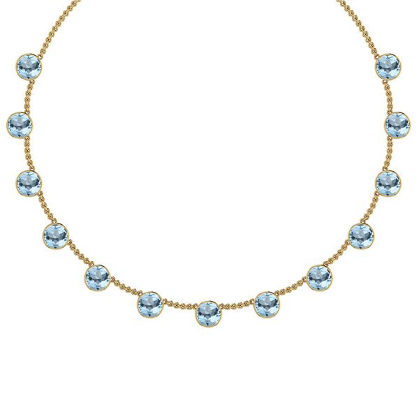 Certified 45.50 Ctw Aquamarine Necklace 14K Yellow Gold