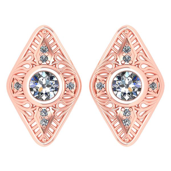 Certified 1.46 Ctw Diamond 18k Rose Gold Halo Stud Earr