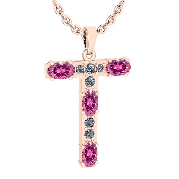 Certified 1.15 Ctw Pink Tourmaline And Diamond Alphabet