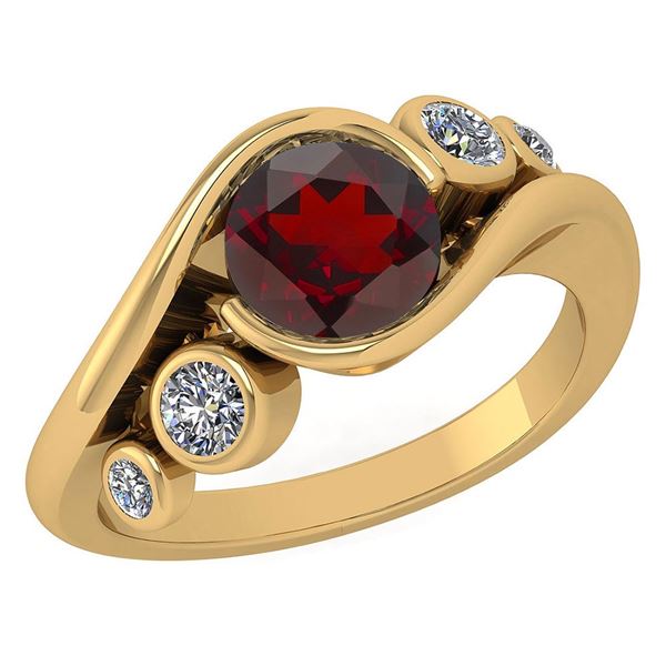 Certified 1.51 Ctw Garnet And Diamond VS/SI1 Ring 14k Y