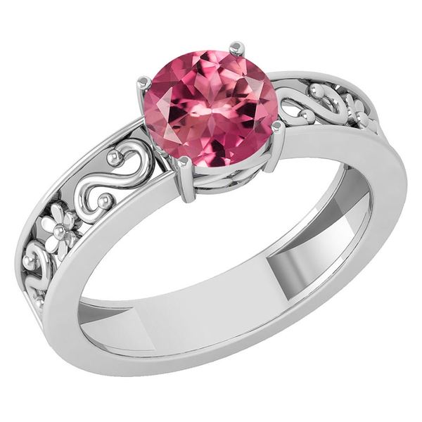 Certified 1.25 Ctw Pink Tourmaline Solitaire Ring with