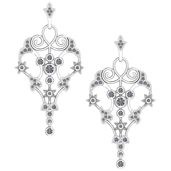 Certified 0.54 Ctw Diamond Hanging Stud Earring New Col