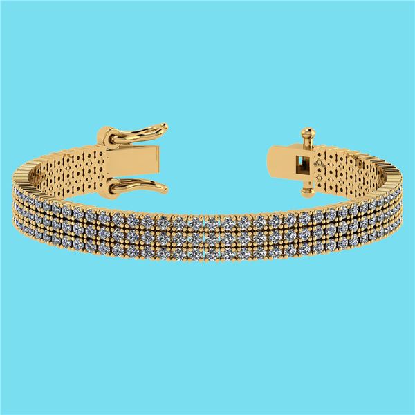 Certified 4.92 Ctw SI2/I1 Diamond 14K Yellow Gold 3 Row