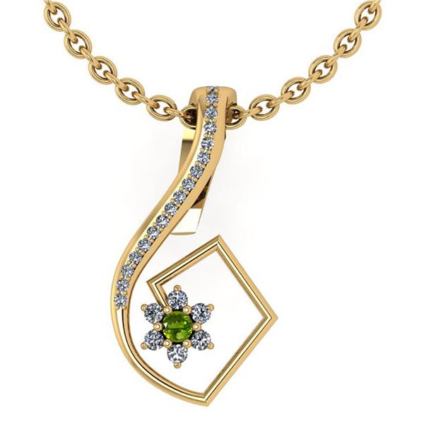 Certified 0.58 Ctw Peridot And Diamond 14k Yellow Gold