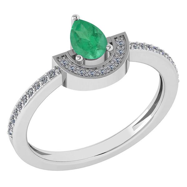 Certified 0.64 Ctw Emerald And Diamond 18k White Gold R