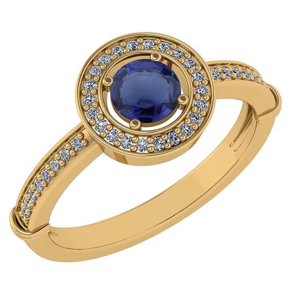 Certified 0.94 Ctw Blue Sapphire And Diamond 14k Yellow