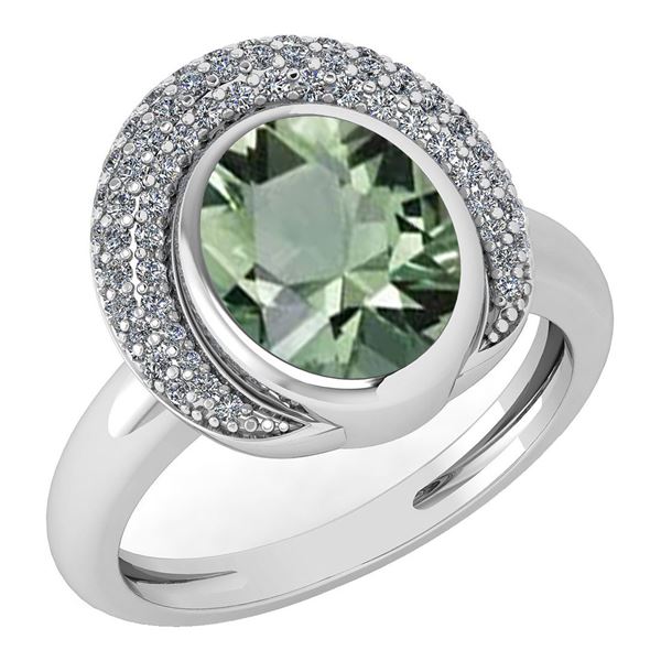 Certified 2.82 Ctw Green Amethyst And Diamond VS/SI1 Ha