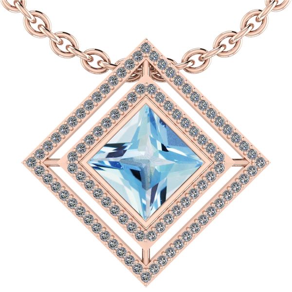 Certified 2.40 Ctw Blue Topaz And Diamond I1/I2 10K Ros