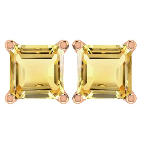Certified 6.00Ctw Genuine Citrine 14K Rose Gold Stud Ea